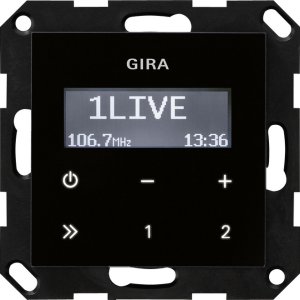 Preview: Gira 228405 UP-Radio RDS ohne Lautsprecher System 55 Schwarzglasoptik