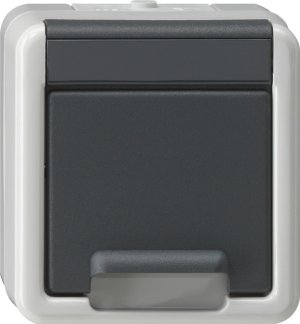 Preview: GIRA SCHUKO KD + SH WG AP Grau 441430