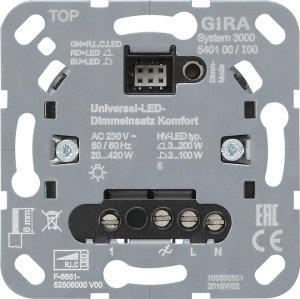 Preview: GIRA S3000 Uni-LED-Dimmeinsatz 540100