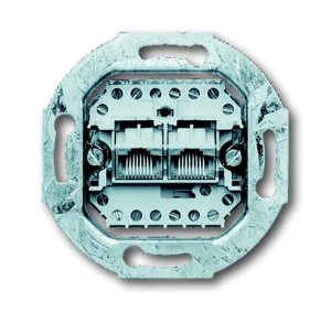Busch-Jäger 0215 Unterputz-Einsätze, Datenkommunikation, UAE-Anschlussdose, Kat. 3, 2-fach, 8/8-polig, (0230-0-0243)