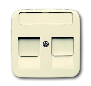 Busch-Jäger 1800-212 Busch-Duro 2000® SI, Datenkommunikation - Abdeckungen, Abdeckung für Modular Jack mit 2 Öffnungsschiebern und Beschriftungsfeld, weiß (1753-0-8022)