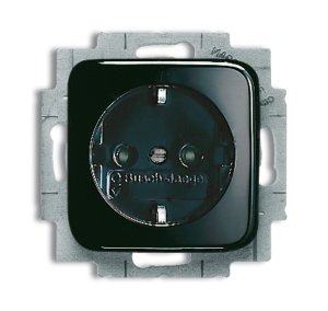 Busch-Jäger 20 EUCKS-215 Reflex SI, SCHUKO® Steckdosen, Steckdosen-Einsatz mit Kinderschutz, schwarz (2013-0-4706)