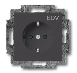 Busch-Jäger 20 EUCKS/DV-81 carat®, SCHUKO® Steckdosen, Steckdose mit Kinderschutz und Aufdruck "EDV", anthrazit (2013-0-5266)