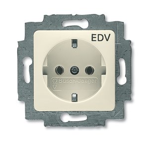 Busch-Jäger 20 EUCQ/DV-212 Busch-Duro 2000® SI, SCHUKO® Steckdosen, Steckdose, 50 x 50 mm mit Aufdruck "EDV", weiß (2011-0-2894)