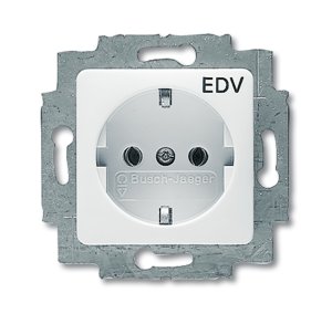 Busch-Jäger 20 EUCQ/DV-214 Reflex SI, SCHUKO® Steckdosen, Steckdose, 50 x 50 mm mit Aufdruck "EDV", alpinweiß (2011-0-2902)