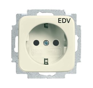 Busch-Jäger 20 EUC/DV-212 Busch-Duro 2000® SI, SCHUKO® Steckdosen, Steckdose mit Aufdruck "EDV", weiß (2011-0-2159)