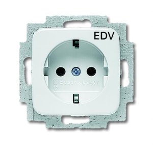 Busch-Jäger 20 EUC/DV-214 Reflex SI, SCHUKO® Steckdosen, Steckdose mit Aufdruck "EDV", alpinweiß (2011-0-3074)