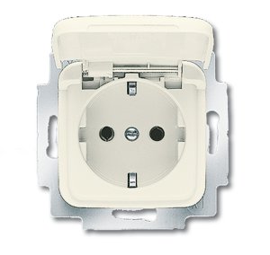 Busch-Jäger 20 EUK-212 Busch-Duro 2000® SI, SCHUKO® Steckdosen, Steckdose mit Klappdeckel, weiß (2018-0-0596)