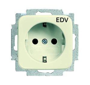 Busch-Jäger 20 EUC/DVKS-212 Busch-Duro 2000® SI, SCHUKO® Steckdosen, Steckdose m. erh. Berührungsschutz mit Aufdruck "EDV", weiß (2013-0-5313)