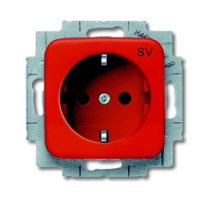 Busch-Jäger 20 EUCKS-14-212-10 Busch-Duro 2000® SI, SCHUKO® Steckdosen, Steckdose mit erh. Berührungsschutz und farbigem Sockel, Aufdruck ZSV, orange (2013-0-5317)