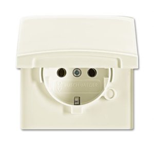 Busch-Jäger 20 EUGK-32-101 Allwetter 44®, wassergeschützt (IP 44), SCHUKO® Steckdosen, Steckdose mit Klappdeckel, weiß (2064-0-0287)