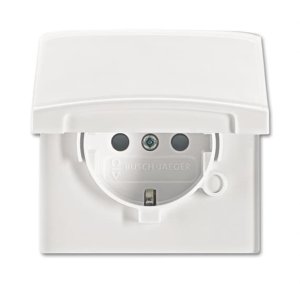 Busch-Jäger 20 EUGKB-34-101 Allwetter 44®, wassergeschützt (IP 44), SCHUKO® Steckdosen, Steckdose mit Klappdeckel, alpinweiß (2064-0-0294)