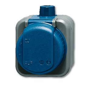 Busch-Jäger 2300 EWDI Busch-Duro 2000® WDI (IP 66), SCHUKO® Steckdosen, Steckdose mit Klappdeckel, wasserdicht (Bajonettverschluss), (2083-0-0343)