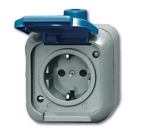 Busch-Jäger 2300 EWSI Busch-Duro 2000® WDI (IP 66), SCHUKO® Steckdosen, Steckdose mit Klappdeckel, wassergeschützt, (2083-0-0368)