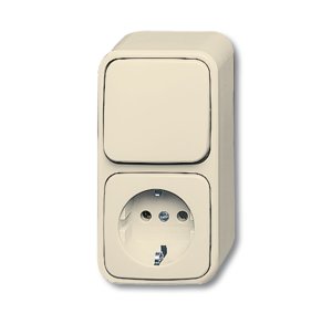 Busch-Jäger 2601/6/2300 EAP Busch-Duro 2000® AP, SCHUKO® Steckdosen, Kombination Steckdose/Wippschalter, weiß (1641-0-0174)
