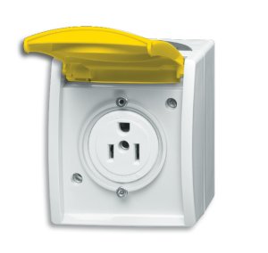 Busch-Jäger 3015 EWN-53 ocean® (IP 44), SCHUKO® Steckdosen, Busch-Nema-Steckdose, 15 A, grau/blaugrün (2124-0-0023)