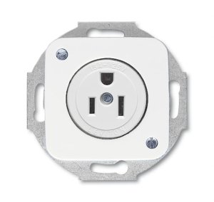 Busch-Jäger 3015 EUC-214 Export-Steckvorrichtungen, Busch-Nema-Steckdosen, Steckdose 15 A, Reflex SI, alpinweiß (2125-0-0052)