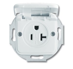 Busch-Jäger 3016 EUK-214 Export-Steckvorrichtungen, Busch-Nema-Steckdosen, Steckdose mit Klappdeckel, Reflex SI, alpinweiß (2122-0-0032)