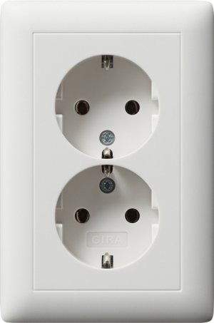Gira 078204 Doppel-SCHUKO kompakt Standard 55 Reinweiss matt