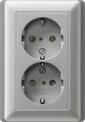 Gira 078326 Doppel-SCHUKO KS System 55 Farbe Alu