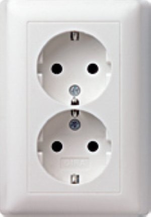 Gira 078803 Doppel-SCHUKO Steckkl. ohne Kralle Standard 55 Reinweiss