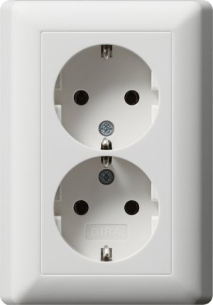 Gira 078804 Doppel-SCHUKO Steckkl. ohne Kralle Standard 55 Reinweiss matt