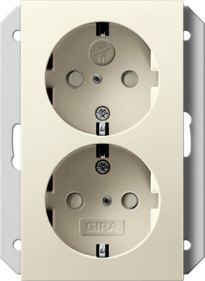 Gira 273101 Doppel-SCHUKO KS, fuer 1fach Dose System 55 Cremeweiss