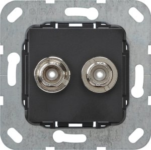 Gira 563010 BNC 2fach Crimpanschluss Einsatz Schwarz matt