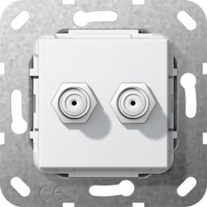 Gira 565103 SAT F-Buchse 2fach Gender Changer Einsatz Reinweiss