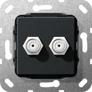 Gira 565110 SAT F-Buchse 2fach Gender Changer Einsatz Schwarz matt