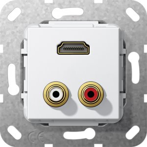 Gira 567403 HDMI, Cinch Audio Kabelpeitsche Einsatz Reinweiss