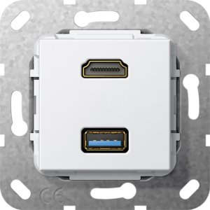 Gira 567803 HDMI, USB 3.0 A Gender Changer Einsatz Reinweiss