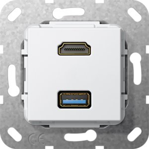 Gira 567903 HDMI, USB 3.0 A Kabelpeitsche Einsatz Reinweiss