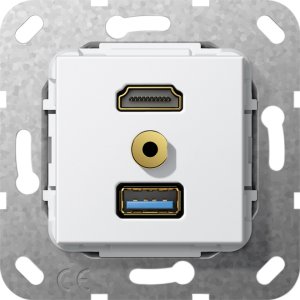 Gira 568003 HDMI,USB 3.0 A,M-Klinke Gender Ch,K-peit Einsatz Reinweiss