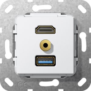 Gira 568103 HDMI,USB 3.0 A,M-Klinke Kabelpeitsche Einsatz Reinweiss