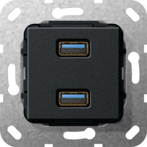 Gira 568410 USB 3.0 A 2fach Gender Changer Einsatz Schwarz matt