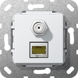 Gira 569703 MJ RJ45 Cat 6A 10 GB, SAT F Gender Ch. Einsatz Reinweiss