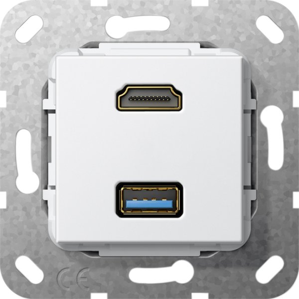 Gira 567903 HDMI, USB 3.0 A Kabelpeitsche Einsatz Reinweiss